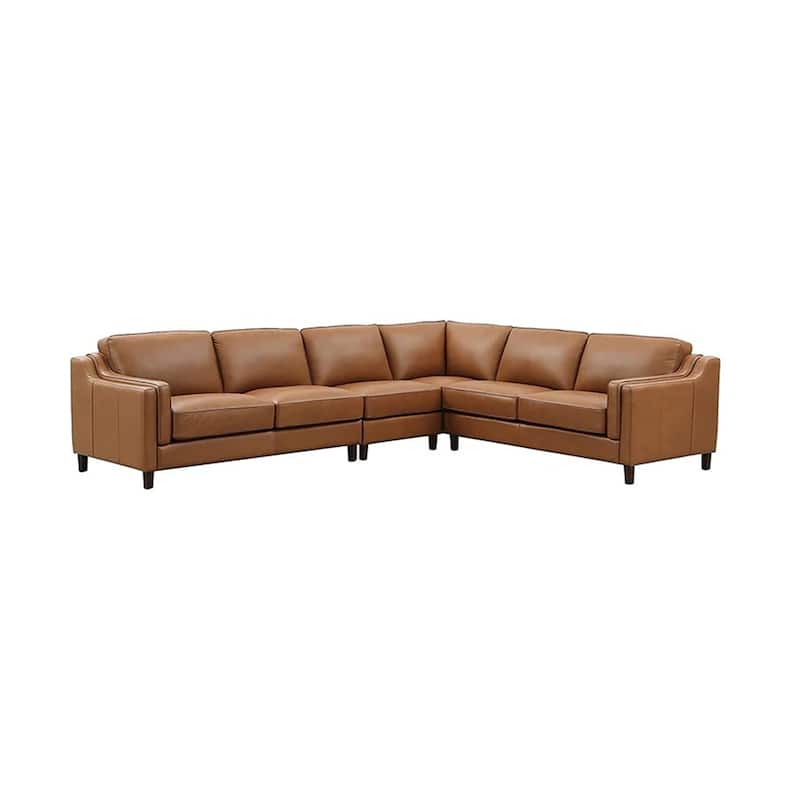 Hydeline Bella Top Grain Leather L Shape Sectional Sofa - Cognac