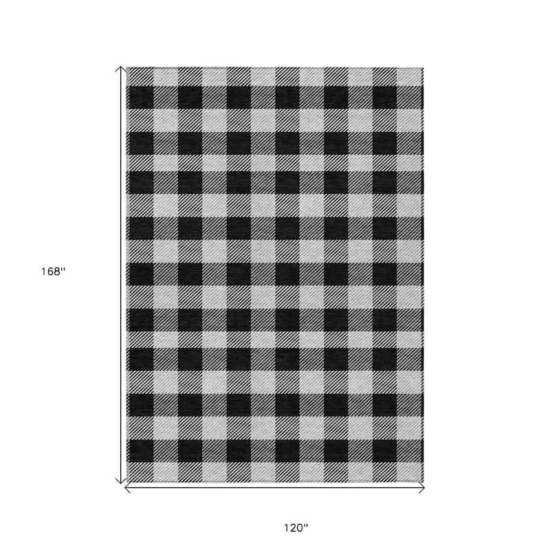 HomeRoots Plaid Transitional Rectangle Outdoor Rug