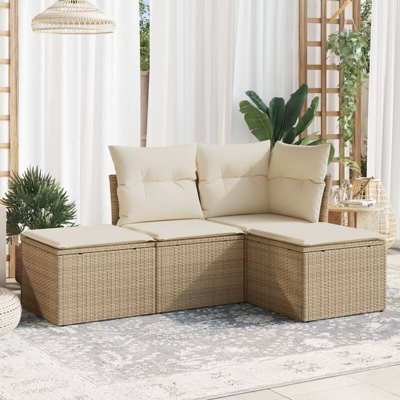 vidaXL Garden Sofa Set Beige, Cream White - 21.7 x 21.7 x 14.6