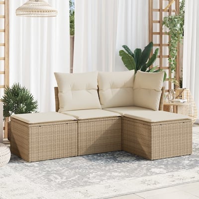 vidaXL Garden Sofa Set Beige, Cream White - 21.7 x 21.7 x 14.6