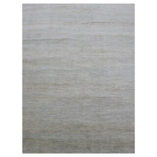 Shahbanu Rugs Tempered Gray Denser Weave Grass Design Hand Knotted ...