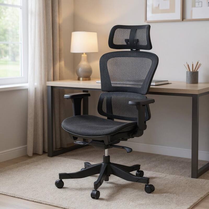 Set of Two Black Adjustable Height Swivel Rolling Office Chair - Black