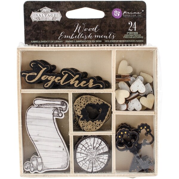 Prima Marketing Laser-Cut Wood Icons In A Box 24/Pkg-Salvage - salvage district