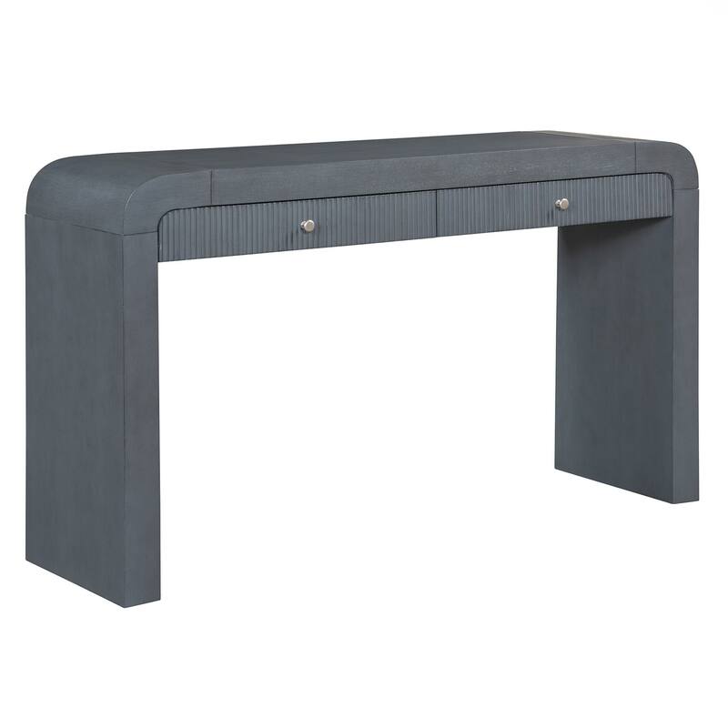 Console Table with Fluted Drawer Front, Entryway Table with Curved Corners , Sturdy Sofa Table for Hallway & Living Room