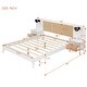 preview thumbnail 6 of 8, Queen Size Solid Wood Bed Frame with 2 Nightstands, Platform Bed with Lamps, Rattan and Wood Combination, White