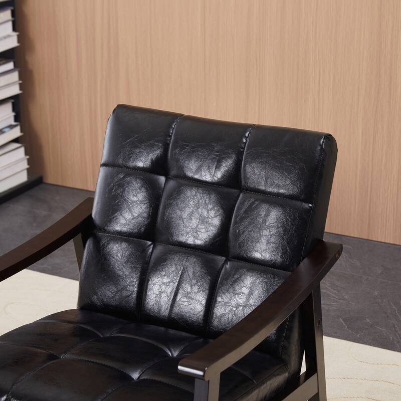 Modern Armchair with High Back Upholstered Chair, Solid Wood Legs