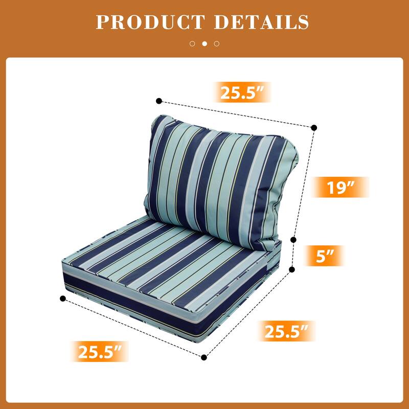 Waterproof Outdoor Deep Seat Cushion Set for Patio Furniture and Chairs
