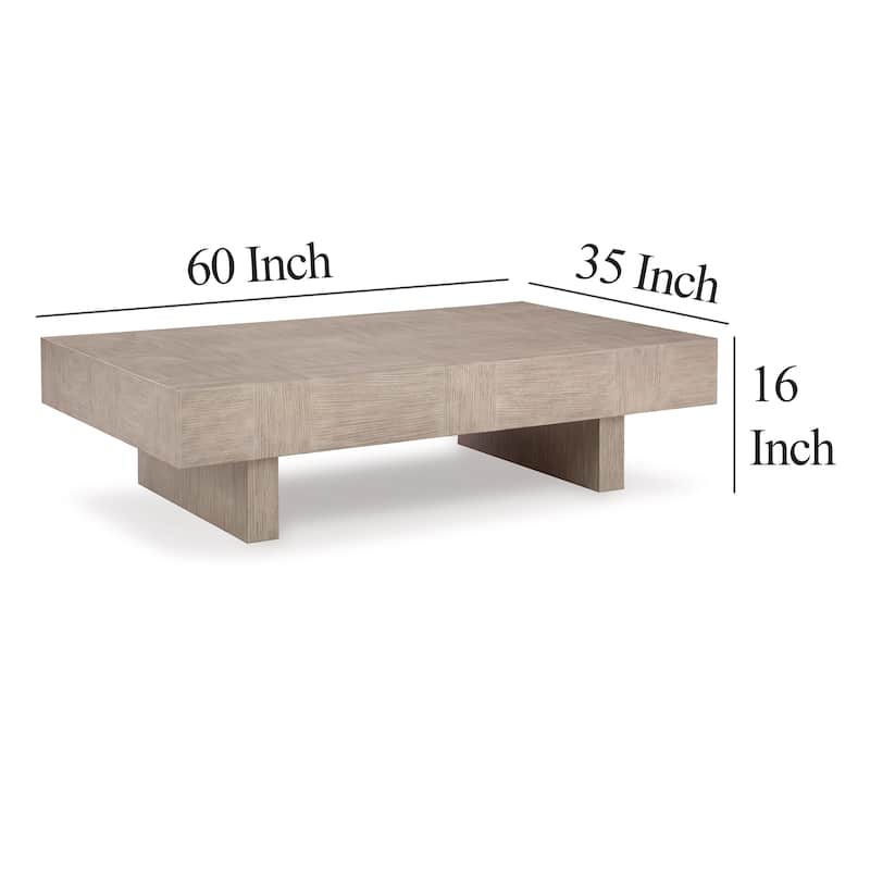 Laina Coffee Table, Light Grayish Brown Hardwood, Rectangular 60 Inch