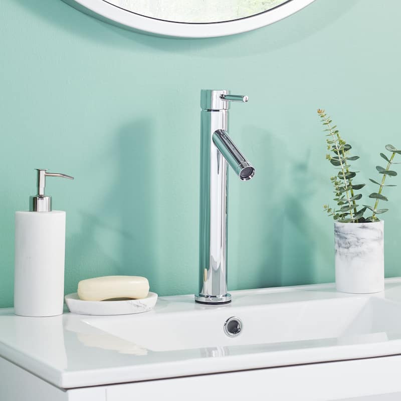 SAFAVIEH Solea Christiana Stainless Steel Single Lever Bathroom Faucet - 2.1" x 5.1" x 12.1" - 2Wx5Dx12H