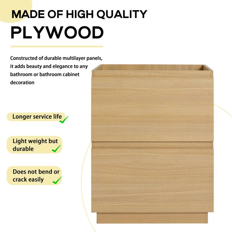 GDFStudio - Geneva Modern Wall-Mounted Bathroom Vanity Set with 2 Soft Close Drawers, Sink NOT INCLUDED