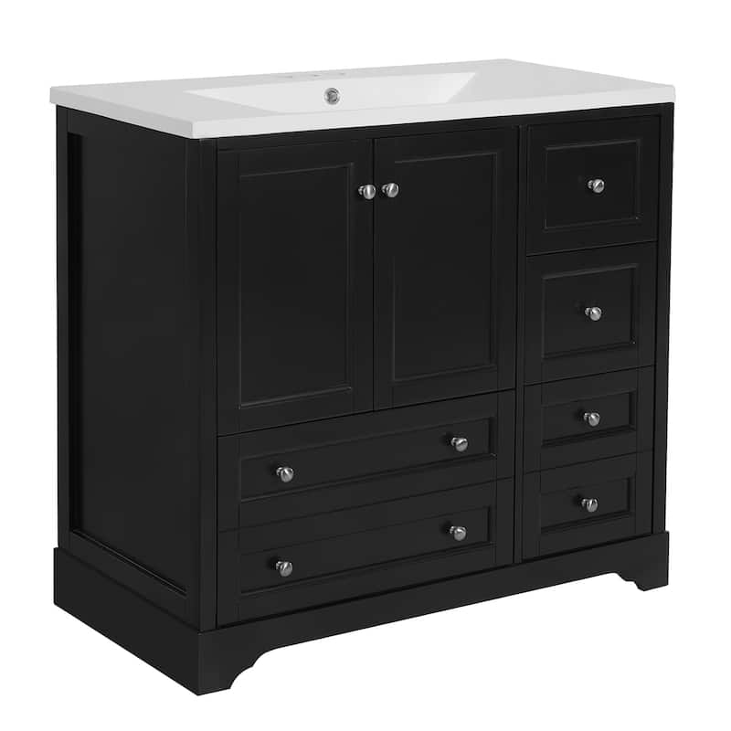 36 " Bathroom Vanity with Sink with 4 Drawers and Shelves