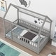 preview thumbnail 26 of 35, Wooden Floor Bed with House Roof Frame and Guardrails