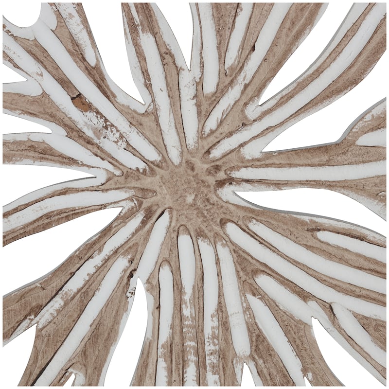 Wooden Starburst Handmade Intricately Carved Wall Decor - Beige - Roche River Decor