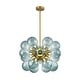 preview thumbnail 39 of 56, 18-Light Cluster Blue Glass Bubble Chandelier - 25in Wide Gold