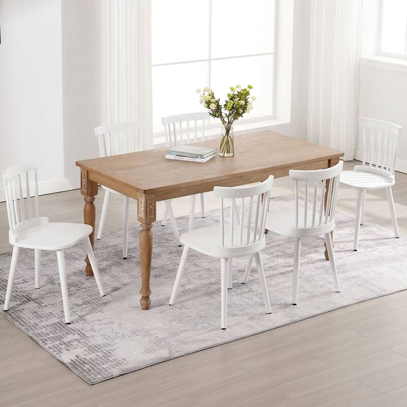 Solid Wood Spindle Back Windsor Dining Chairs Set of 2 - 33.3"H x 17.72"W x 19.7"D