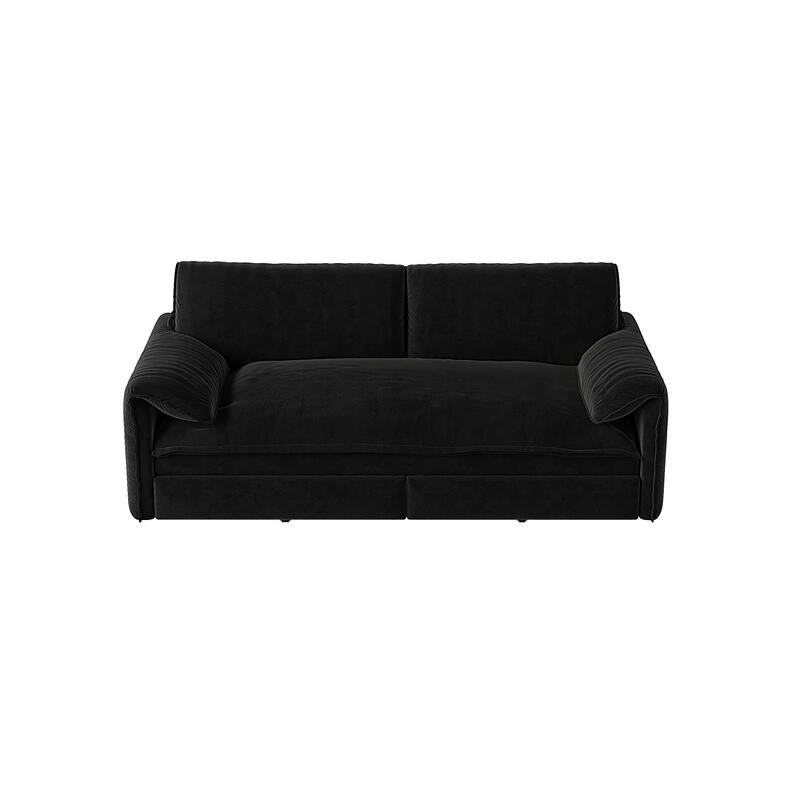 GDFStudio - Velvet 66" Convertible Velvet Sofa Bed with Side Storage