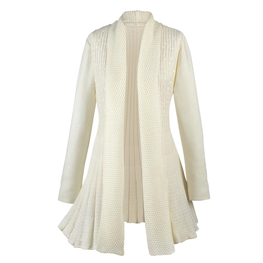 sequin open front cardigan