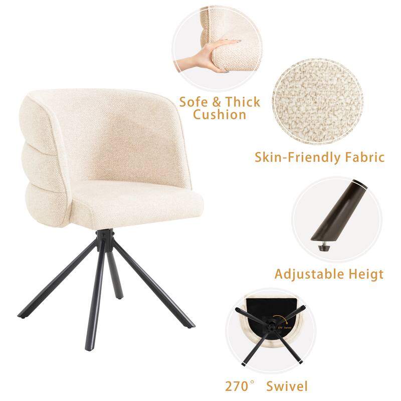270° Swivel Upholstered Desk Chairs Dining Chairs Set of 2