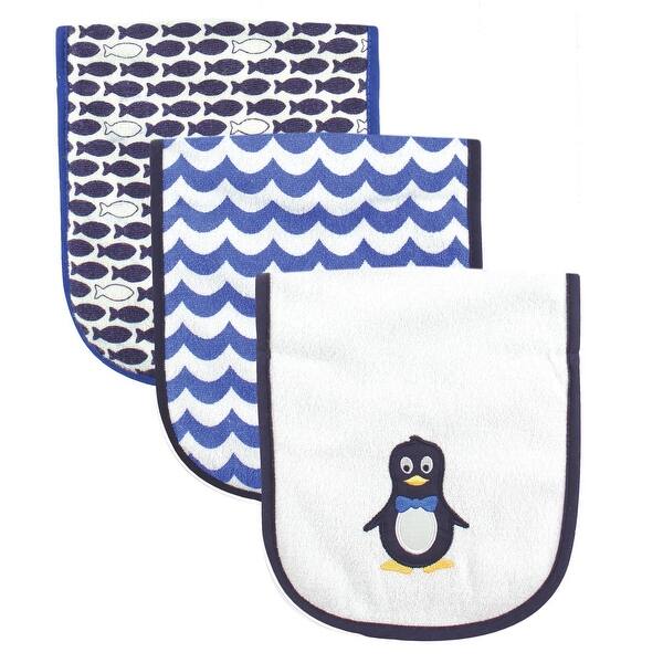 slide 1 of 1, Luvable Friends Baby Boy Cotton Burp Cloths with Fiber Filling 3pk, Mr. Penguin, One Size - Mr. Penguin - One Size One Size - Mr. Penguin