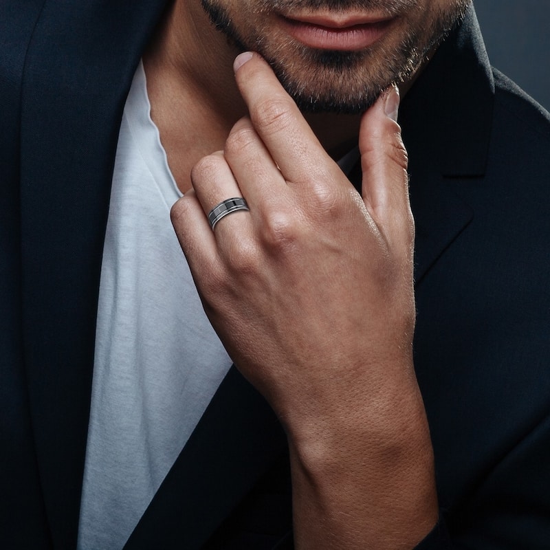 Men's Black Titanium Band, 8mm, Comfort Fit