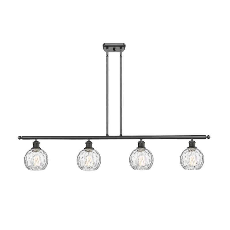 Innovations Lighting Athens Water Glass - 4 Light 46" Stem Hung Island Light - Clear Water Glass/Oil Rubbed Bronze