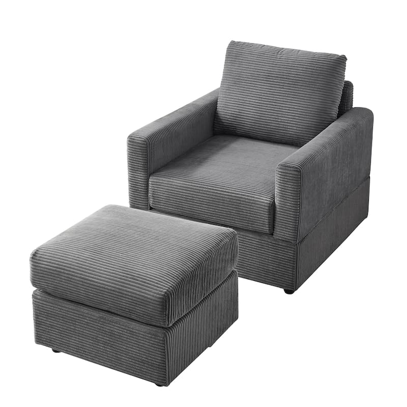 GDFStudio Classic Corduroy Club Chair with Ottoman