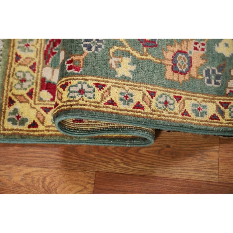 Green Floral Kazak Oriental Foyer Rug Hand-Knotted Wool Carpet - 2'0" x 3'0"