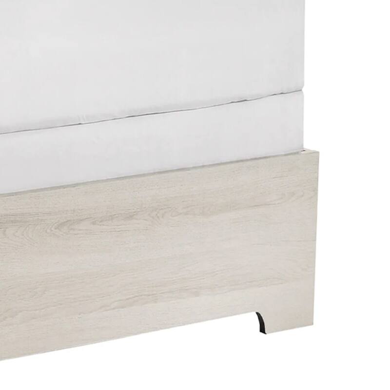 Cuzzy Full Platform Bed with Panel Headboard, Low Profile White Wood