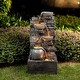 preview thumbnail 14 of 19, Teamson Home 28.5" Outdoor 4-Tier Stacked Stone Cascading Water Fountain with LED Lights