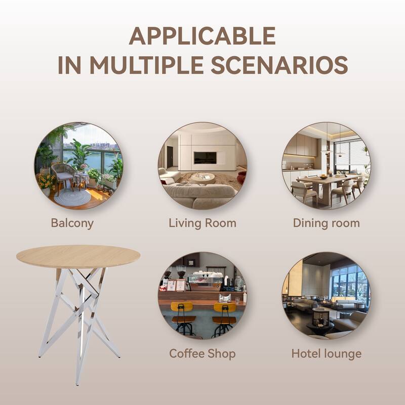 37Inch Round Dining Table, Small Round Kitchen Table With Golden Metal Legs, Suitable For 2 To 4 People