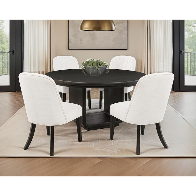Leandro Round Dining Table Set Burnished Black