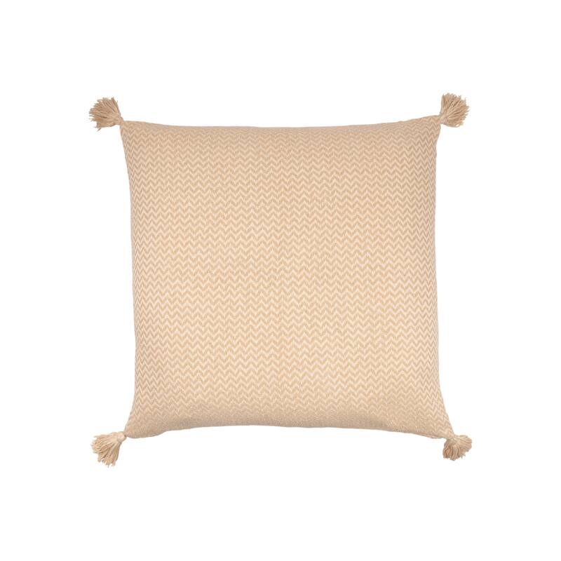 Handwoven Chevron Square Floor Pillow with Fringe - 30" - Tan and Beige