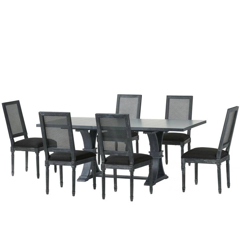 Pampas Wood and Cane Dining Set by Christopher Knight Home