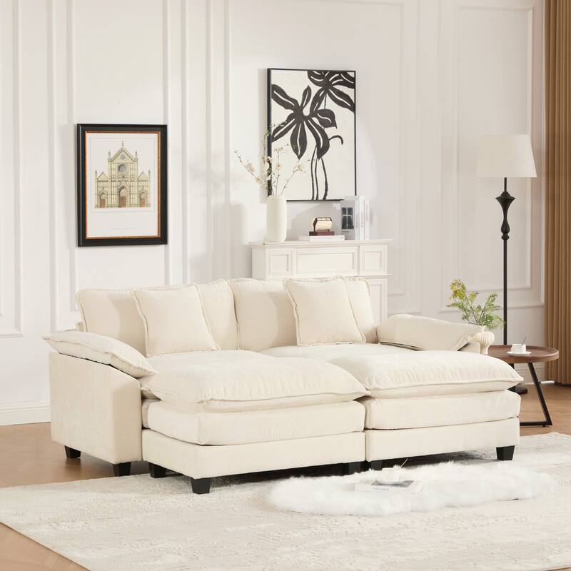 Modern Sectional Couch, for Living Room Bedroom and Apartment, Comfy Double Layer Upholstered Seat Cushion
