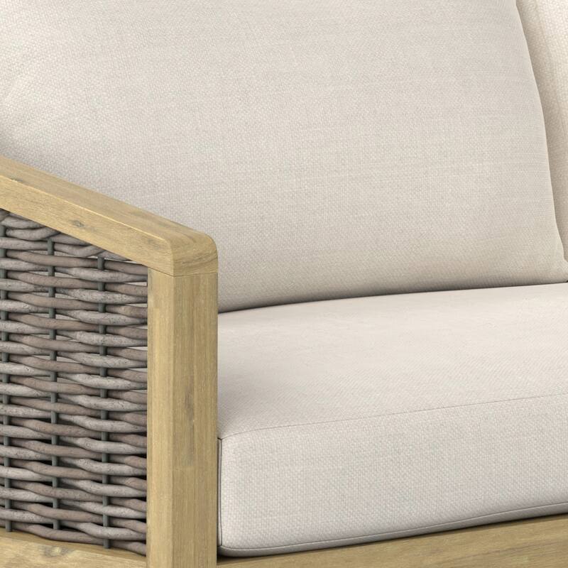 WyndenHall Iris 70 inch Wide Contemporary Outdoor Sofa in Natural Polyester Fabric, Fully Assembled