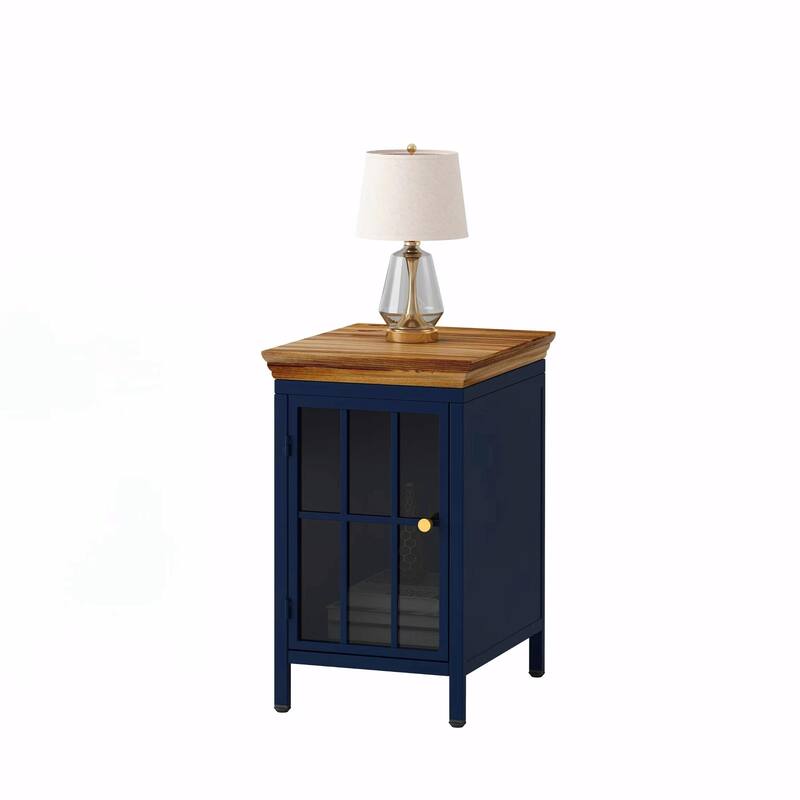 Chic Nightstand with Storage Cabinet & Solid Wood Tabletop