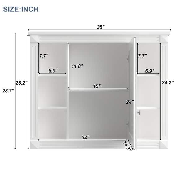dimension image slide 4 of 12, 36'' Bathroom Vanity with Top Sink, Freestanding Vanity Set with Mirror Cabinet