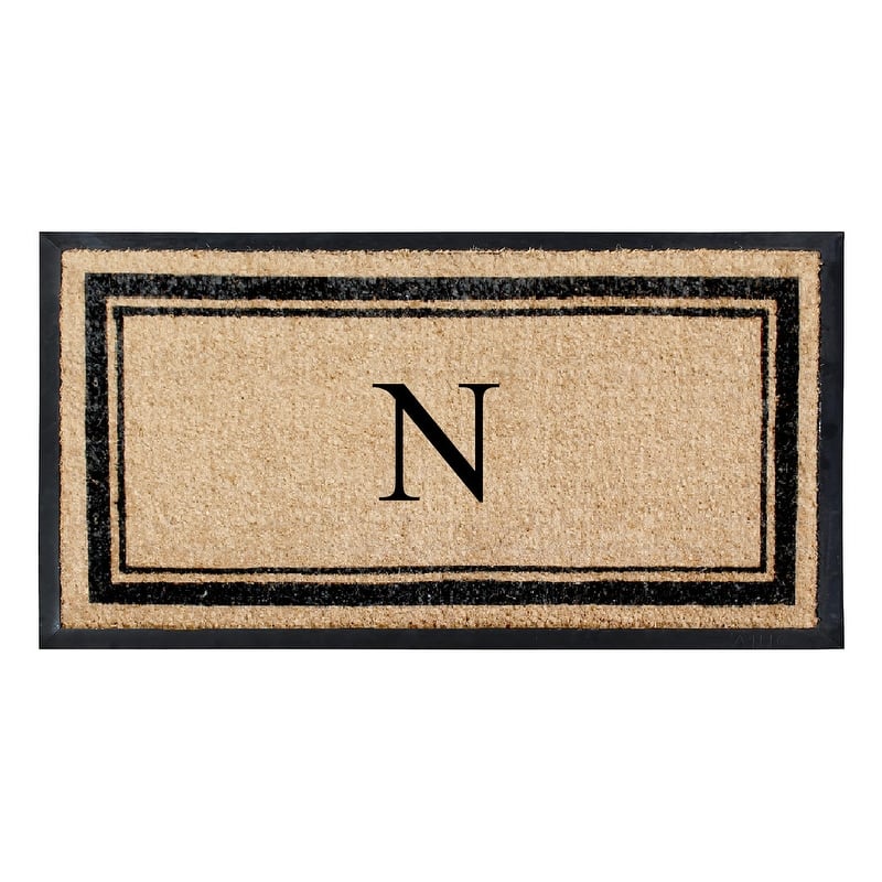 A1HC Picture Frame Natural Rubber & Coir Large Monogrammed Doormat 24"x48" - N