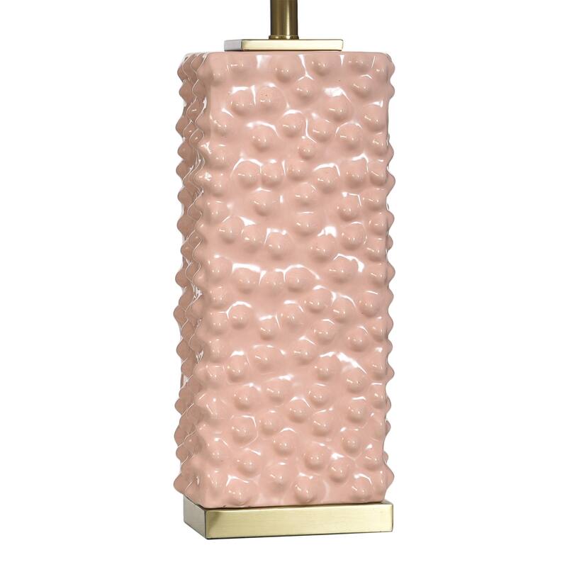 Tamara Day for Stylecraft Edmund Table Lamp - Polished Brass & Pearl Blush - Off-White Shade