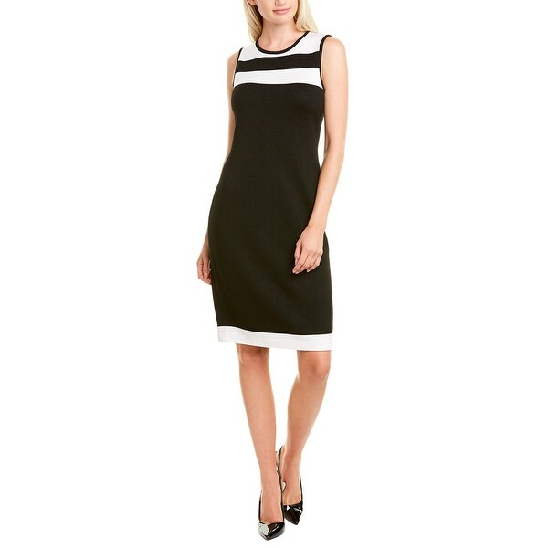 St. John Colorblocked Wool-Blend Shift Dress. Opens flyout.