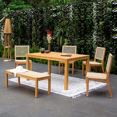 Cambridge Casual Paxton 6-piece Teak Outdoor Dining Set - Honey Twist Wicker