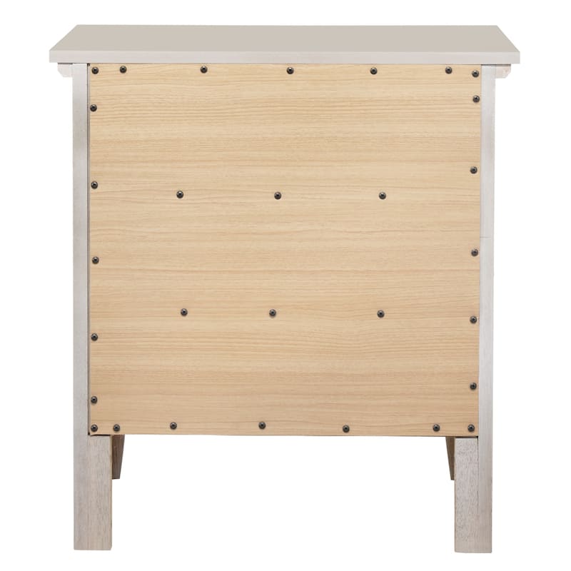 Silver Champagne Nightstand 26x24x18 with Three Spacious Drawers, Durable Bedside Table for Bedroom Storage and Modern Style