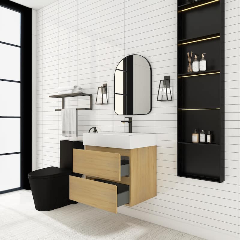 Floating Bathroom Vanity with Solid Surface Top