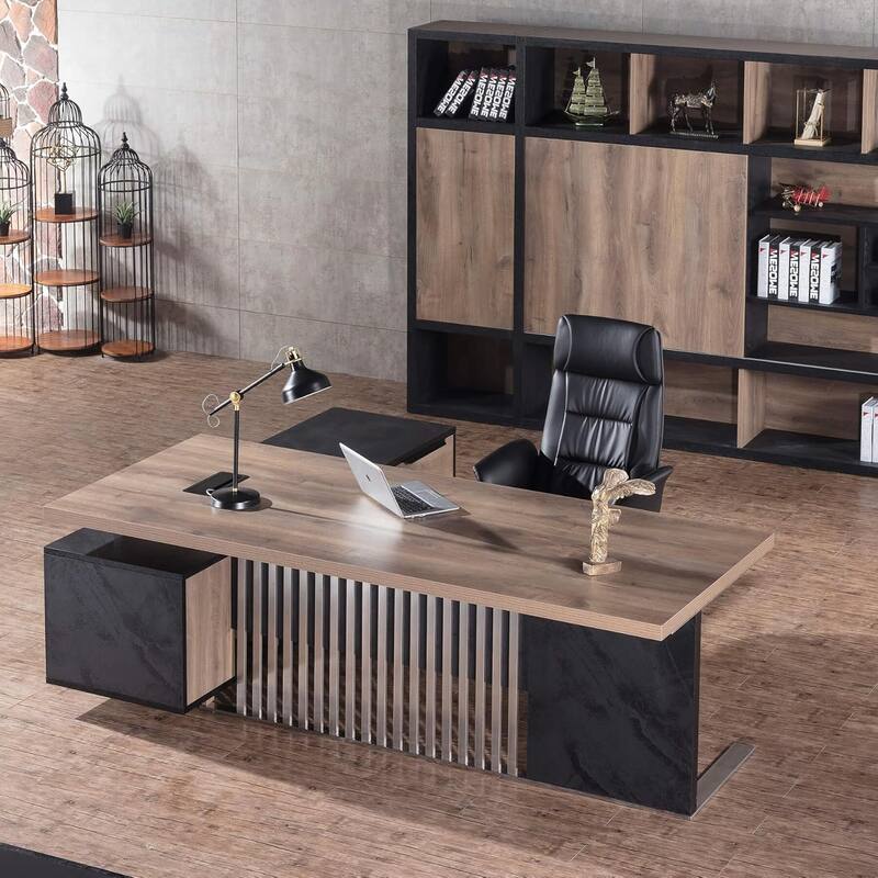 Large L-Shaped Executive Desk with Drawers Cabinet Cable Management - 94.5inch - Multi-Right Return