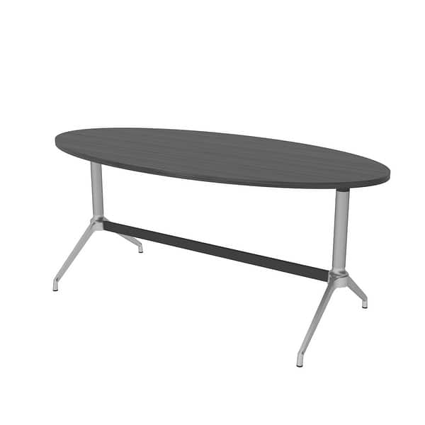 Small 4 Person Oval Conference Table With Trestle Base And Power Unit