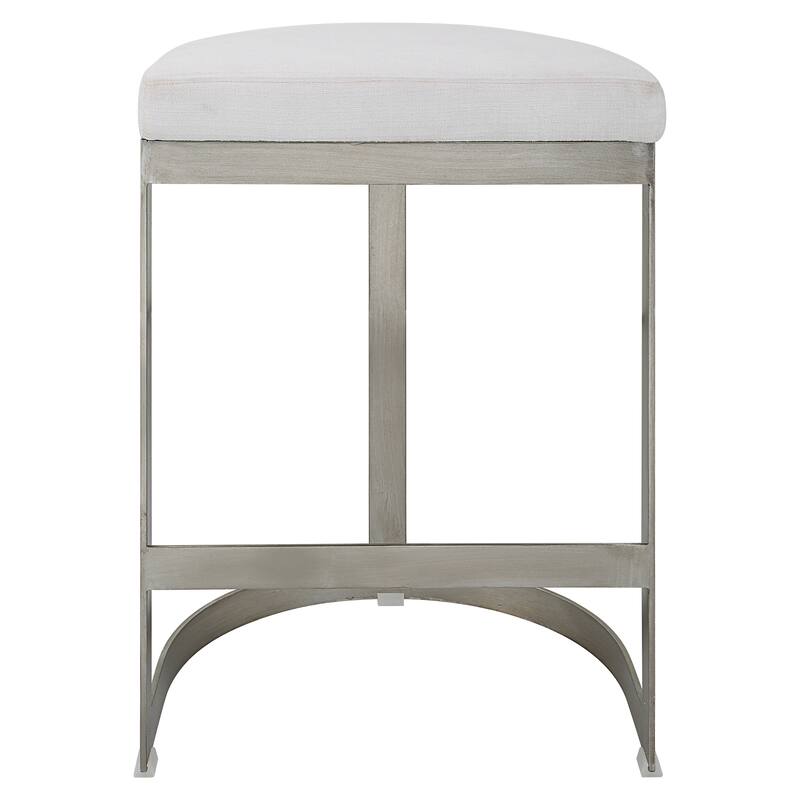 Uttermost Ivanna Backless Silver Counter Stool - 18"W x 26"H x 14.5"D