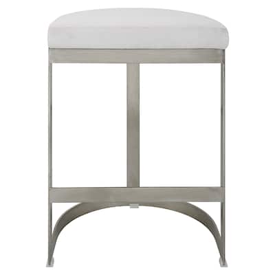 Uttermost Ivanna Backless Silver Counter Stool - 18"W x 26"H x 14.5"D
