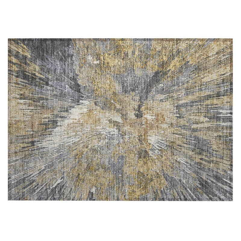 Machine Washable Indoor/ Outdoor Abstract Burst Chantille Rug