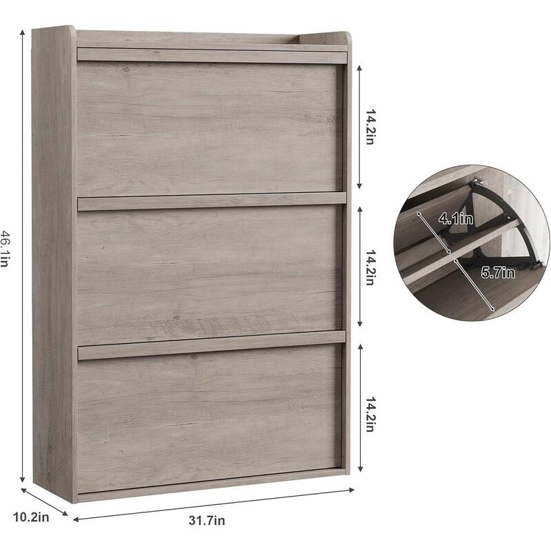 Narrow Shoe Cabinet Organizer with 3 Flip Drawers for Entryway, Hallway, Living Room