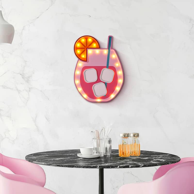 American Art Decor Tipsy LED Cocktail Plaque Wall Sign - 12" x 16" x 1" - 12" x 16" x 1"